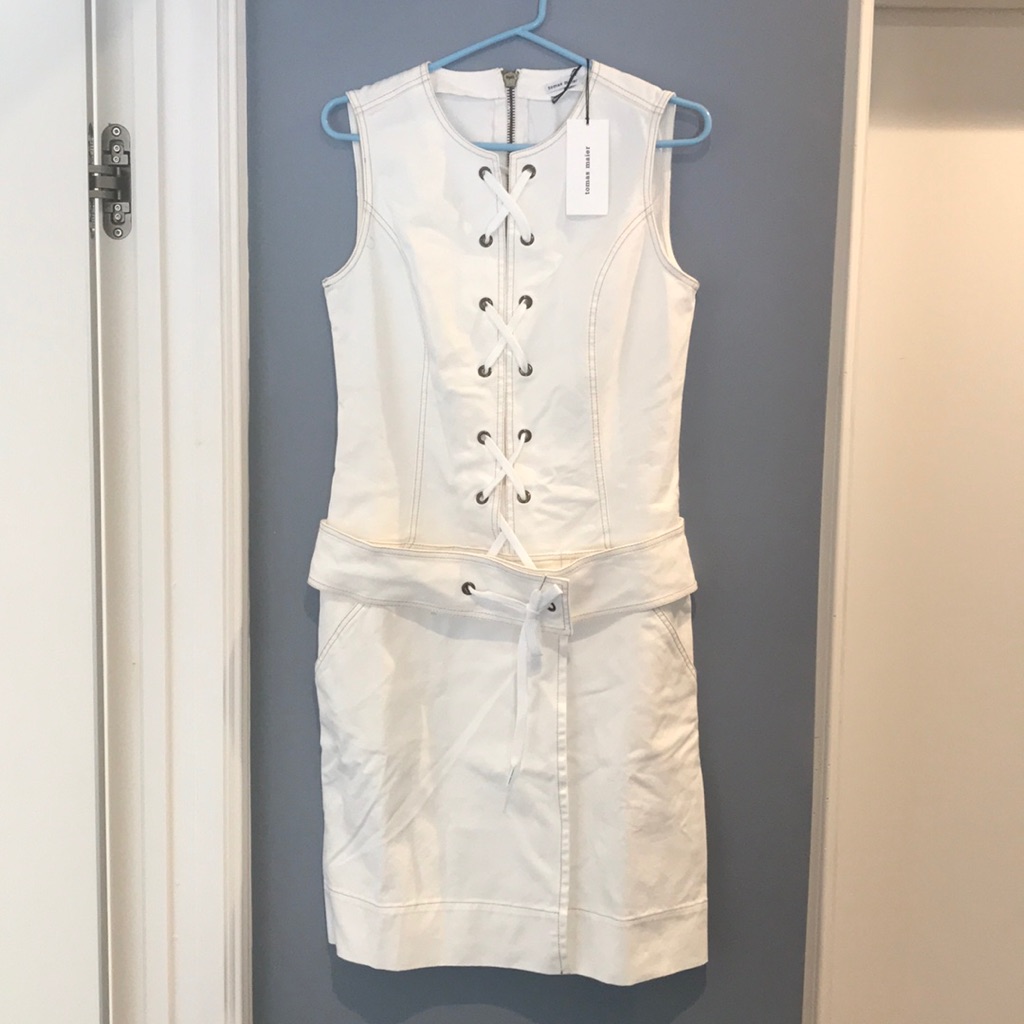 Tomas Maier Laced Front Denim Dress